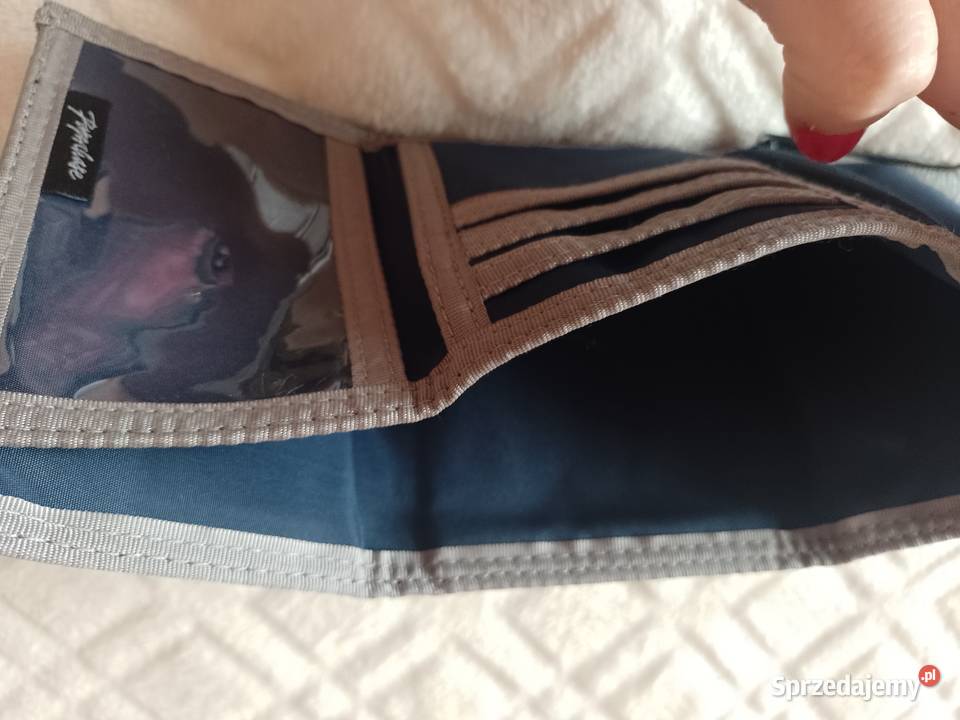 Granatowy Portfel z Londynu czaszka Top Vintage