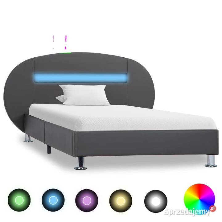 vidaXL Rama łóżka z LED, szara, sztuczna skóra285438