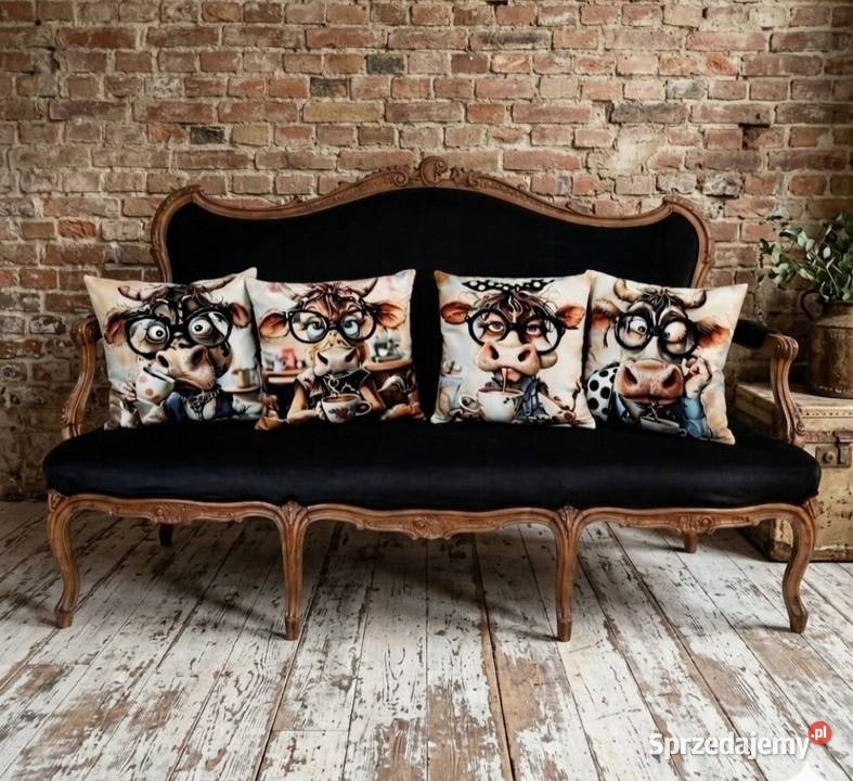 Stylowa sofa vintage z poduszkami dekoracyjnymi Sofy i kanapy Goleniów