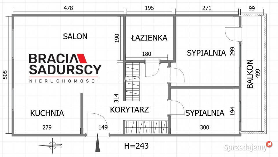 Mieszkanie 478m2 3 pokoje Kraków Nawojki blok małopolskie