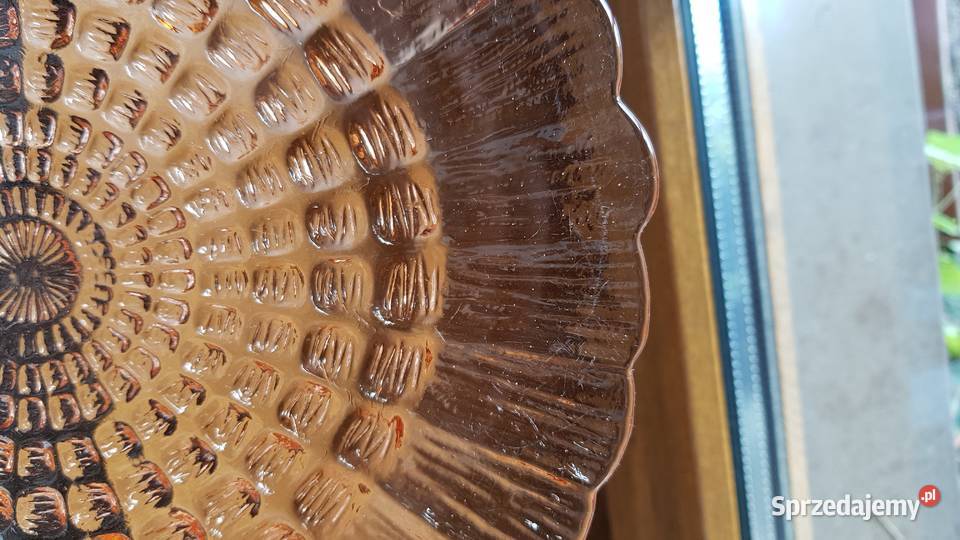 Talerz Cora ok 235 Ząbkowice kolorowe szkło PRL