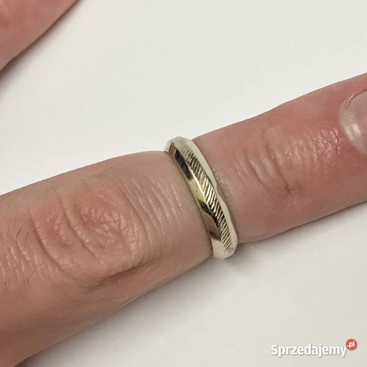 Złota OBRĄCZKA damska 14K zdobiona BIAŁE złoto Warszawa sprzedam