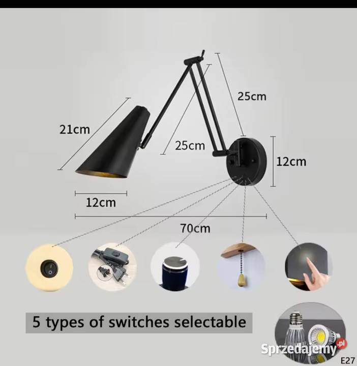 Lampka ścienna loft ze ściemniaczem Szczecin