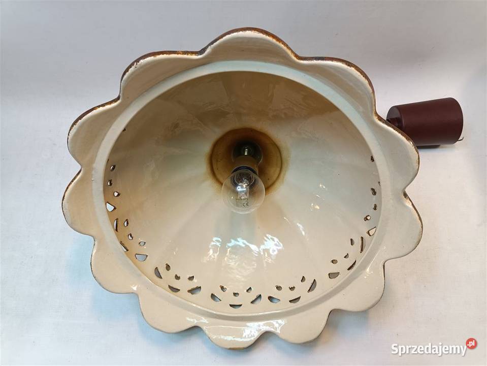 Porcelitowa lampa wisząca tykwa fat lava z lat Tarnobrzeg