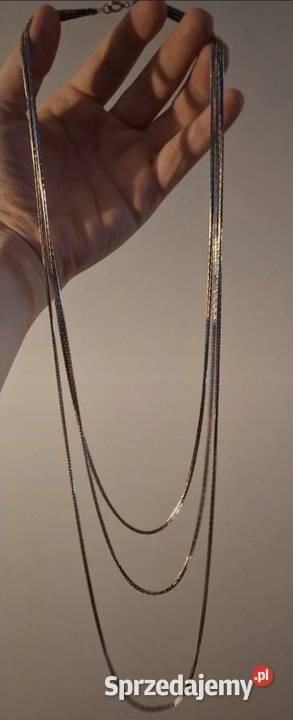 Potrójny Srebrny Łańcuszek Naszyjnik Srebro 38 sprzedam