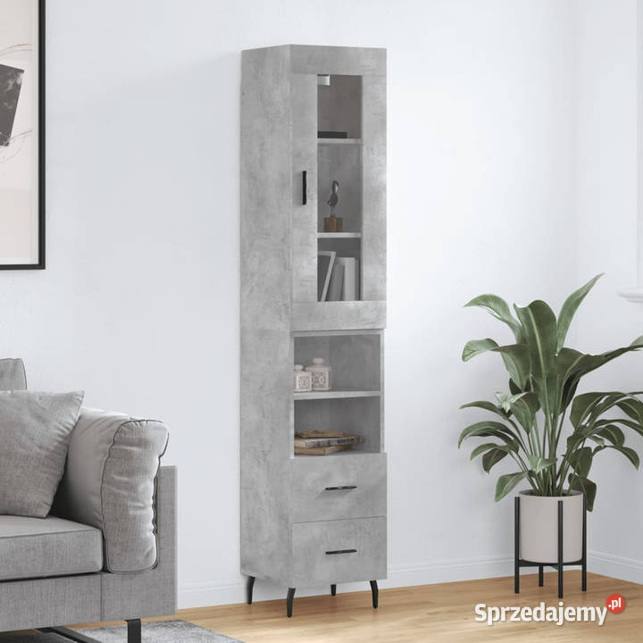 Wysoka szafka szarość betonu 345x34x180 Warszawa