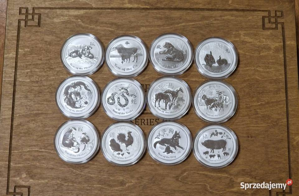 Zestaw 12 srebrnych monet  lunar II Chiński kalendarz