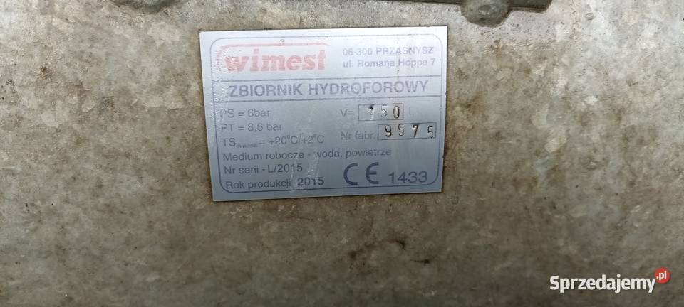 Zbiornik hydroforowy 150L na wodę sprzedam