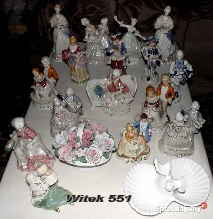 FIGURKA PORCELANOWA KOLOROWA BŁYSZCZĄCA PARA