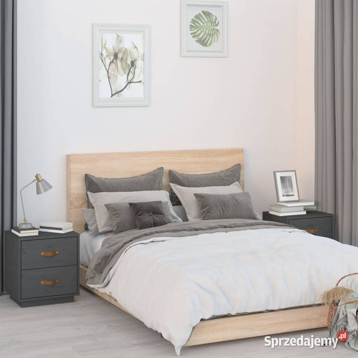 Szafki nocne 2 szare 40x34x45 lite drewno Warszawa sprzedam