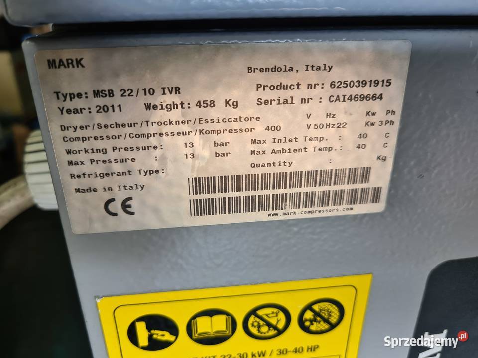 Kompresor śrubowy MARK MSB IVR 22 22 kw Kompresory Zduny