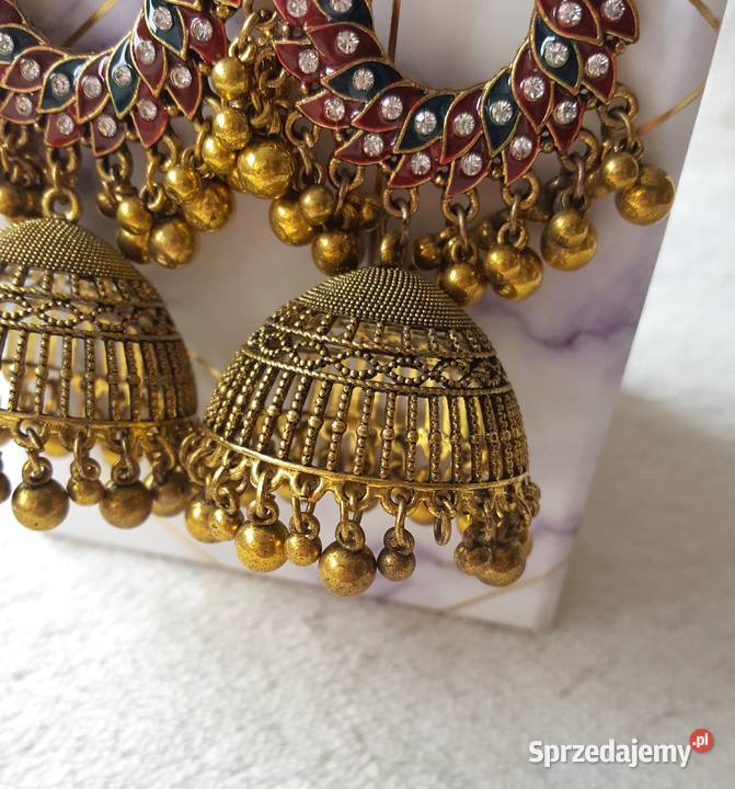 Kolczyki indyjskie pakistańskie jhumki duże Szczecin