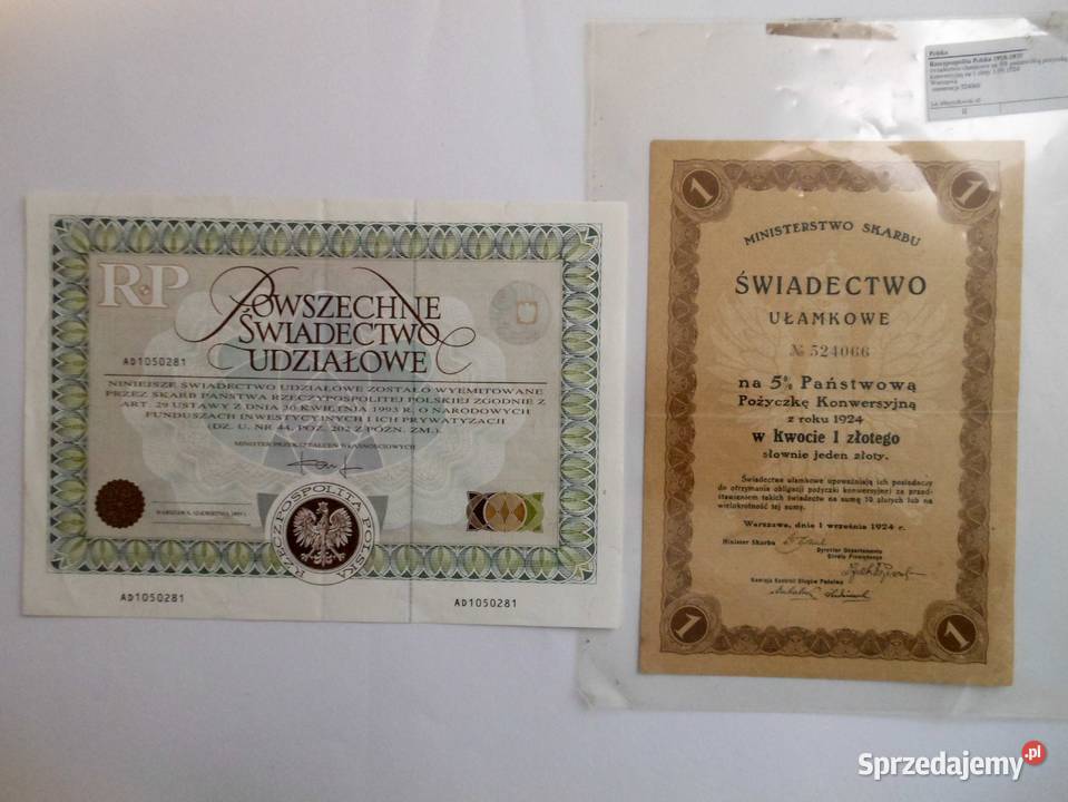 Świadectwo udziałowe i nie Bartoszyce