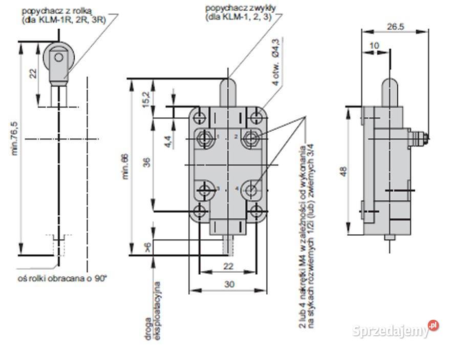 Przełącznik krańcowy KLM2R 6A 500V krańcówka z Elektronika Bydgoszcz