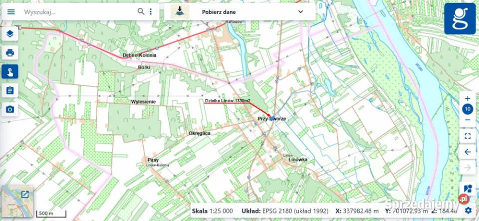 Działka budowlana z warunkami zabudowy 1330m asfalt