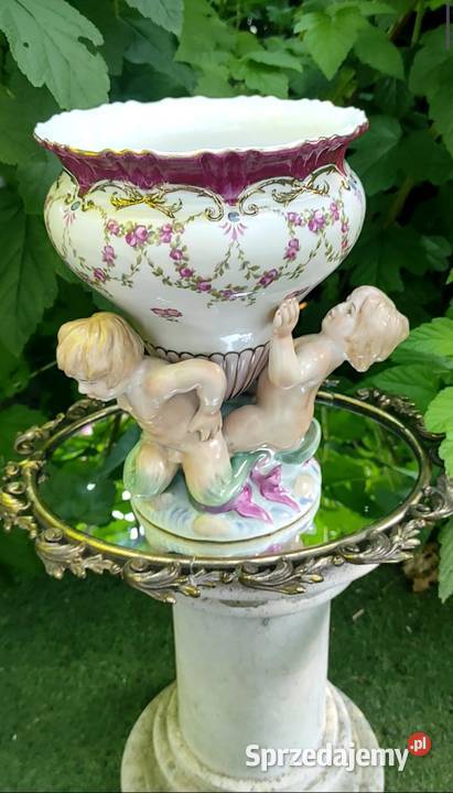 Sevres styl Barokowy ręcznie malowany duży wazon Pabianice