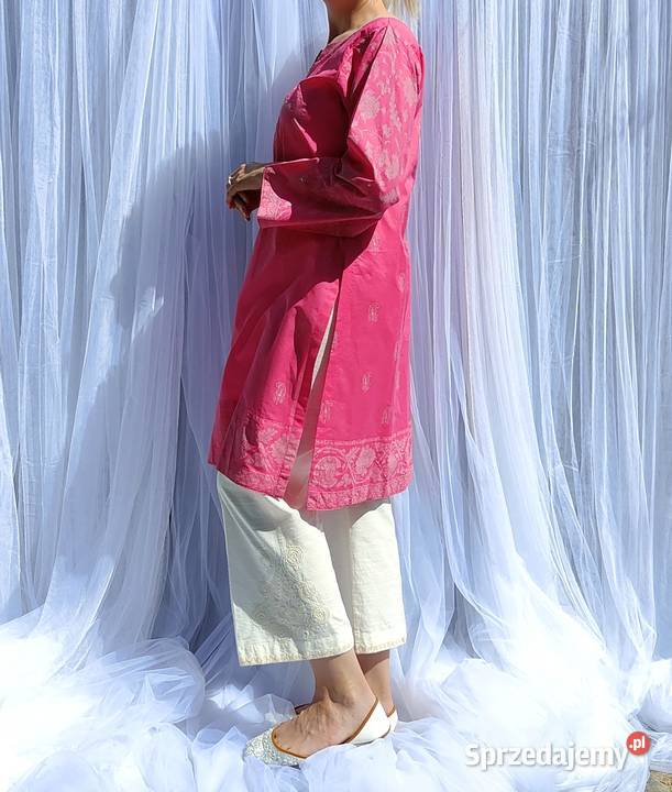 Tunika orientalna S 36 M 38 różowa czarna chusta Szczecin
