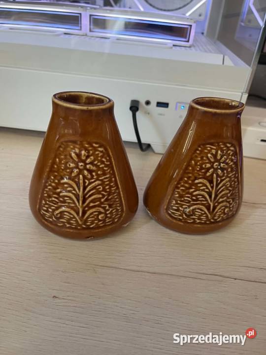 Dwa ceramiczne wazoniki z lat 70 z czasów PRL lubelskie Radzyń Podlaski sprzedam