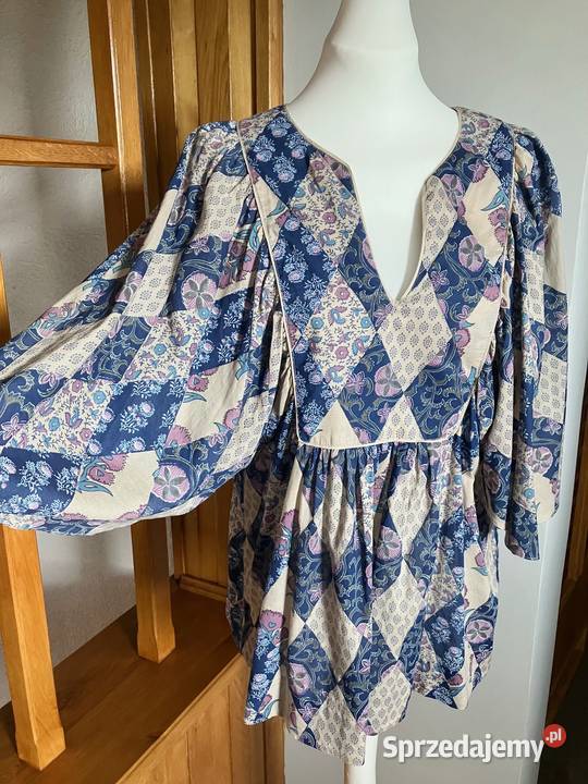 Nowa piękna bawełniana bluzka Monsoon boho niebieski Nisko