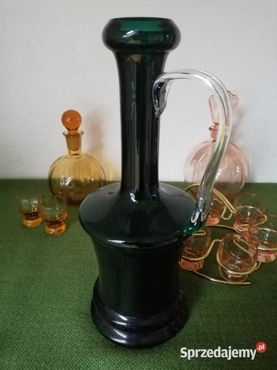 Zielona karafka wazon z uchem Gorlice