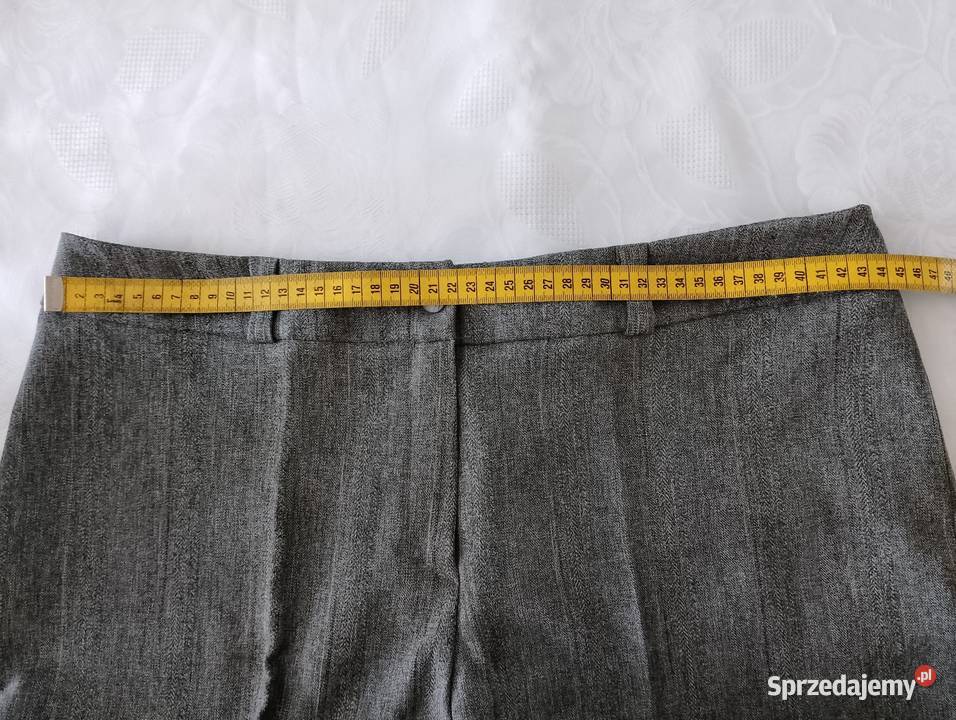 Szare spodnie 34 nogawki w kant z mankietami Oborniki