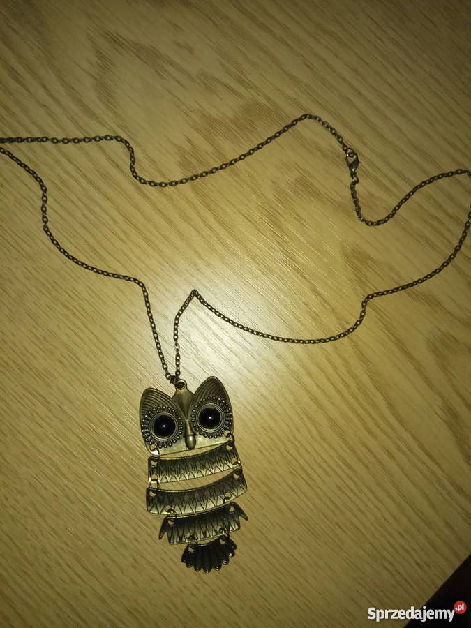 Naszyjnik wisior z łańcuszkiem sowa stare złoto Pszczyna