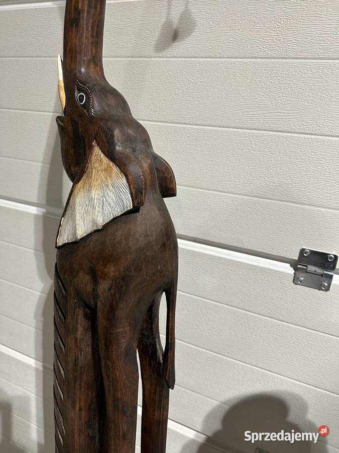 Piękny duży drewniany słoń Sławoszewek