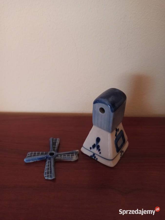 Delft Deco wiatrak porcelana ręcznie malowana Porcelana i szkło