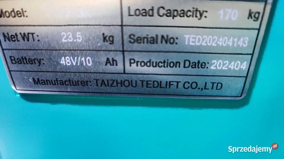 Schodołaz towarowy Tedlift T170BK nowy 2024 Sucha Beskidzka