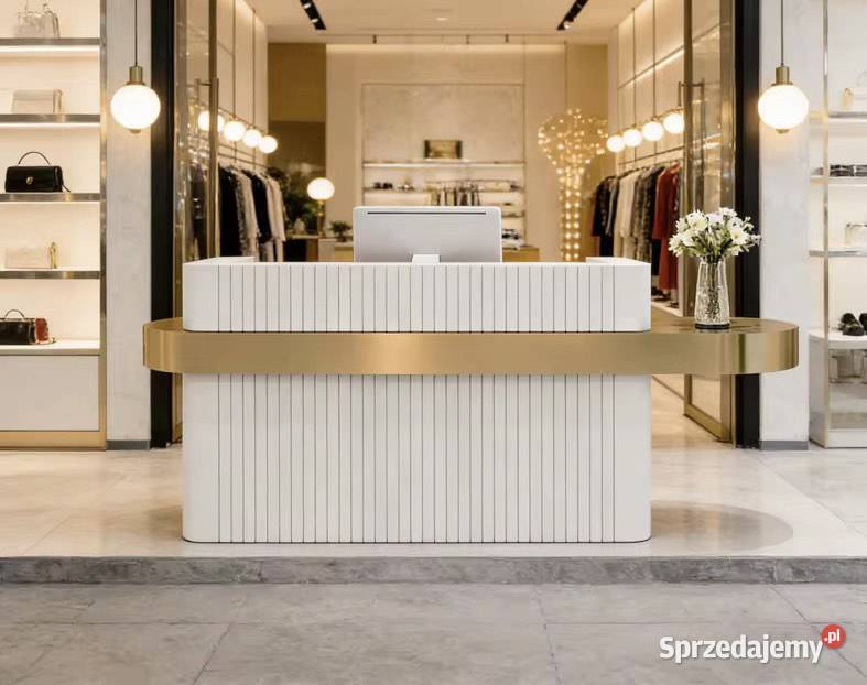 Biała złota recepcja lada do gabinetu salonu Nowy Sącz