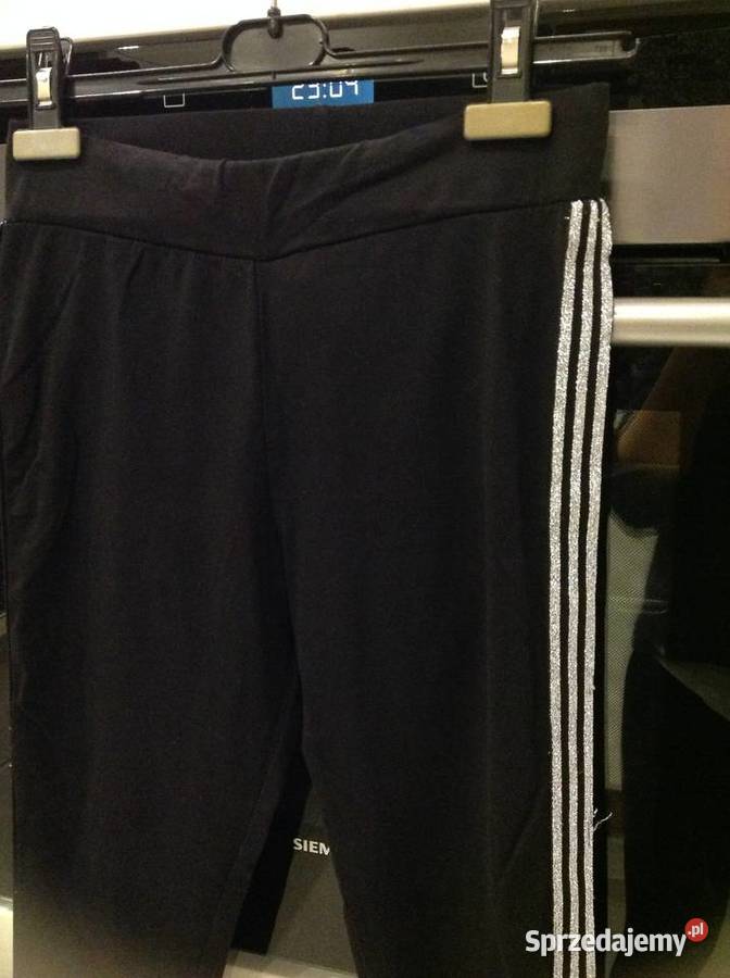 Legginsy Damskie VESO S Czarne srebrny lampas czarny