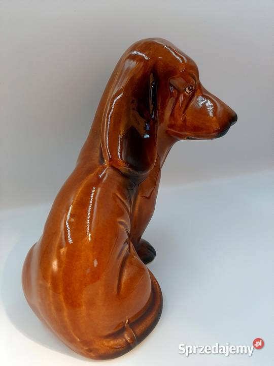 Śliczna ceramiczna figurka jamnik pies baset kujawsko-pomorskie Inowrocław sprzedam