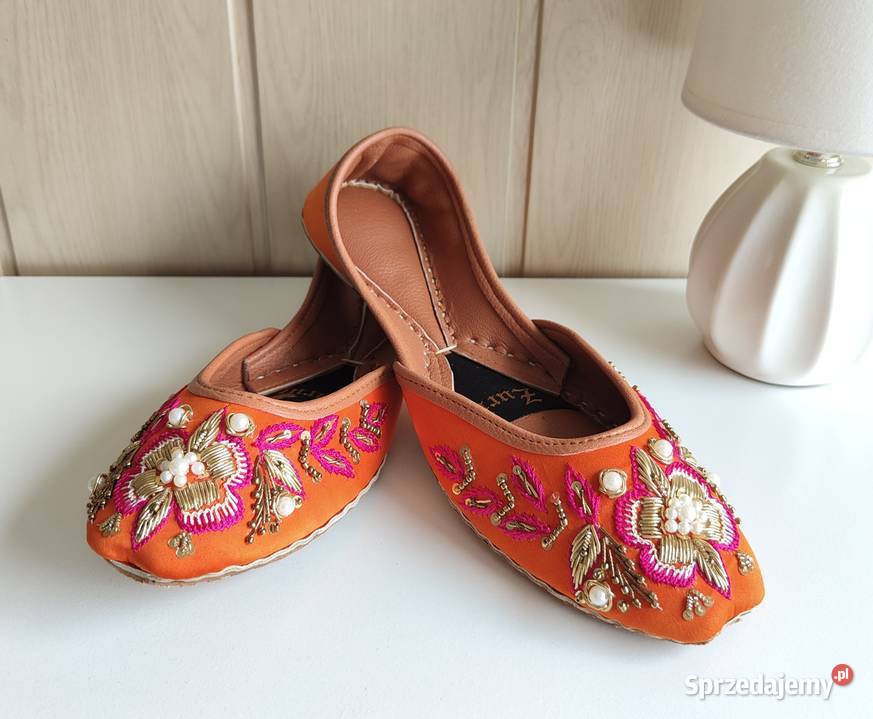 Nowe buty balerinki 39 38 pomarańczowe zdobione zachodniopomorskie Szczecin