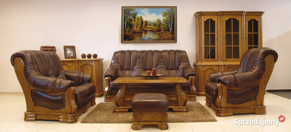 Nowy komplet wypoczynkowy skórzany 321 z spaniem skóra naturalna Solarnia sprzedam