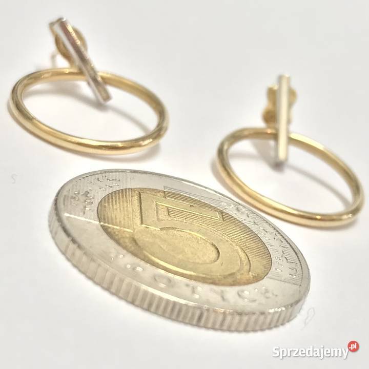Złote kolczyki 585 14K dwukolorowe koła Warszawa