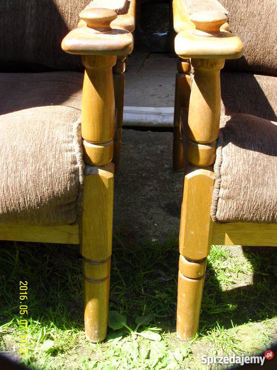 Fotele PRL lite drewno dębowe toczone nogi do Warszawa sprzedam