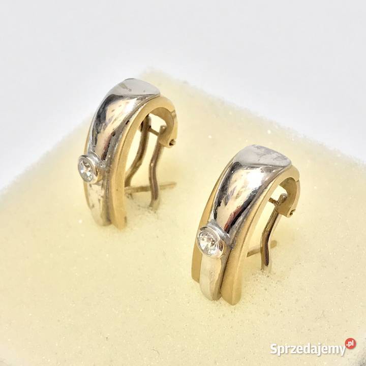 Złote KOLCZYKI 14K NOWOCZESNE STYLOWE mazowieckie Warszawa