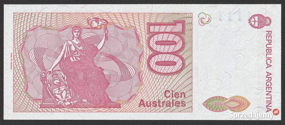 ARGENTYNA 100 AUSTRALES 1989 STAN BANKOWY UNC