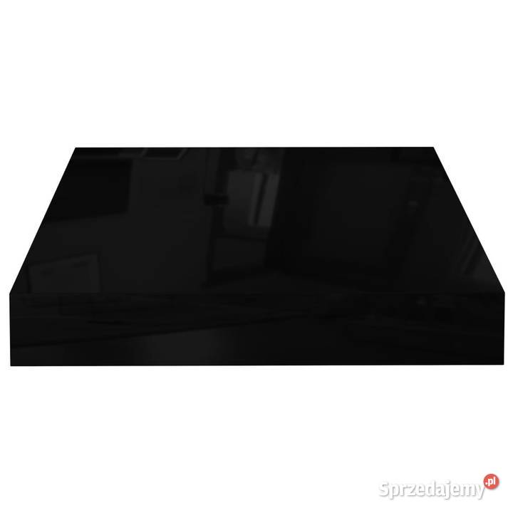 Półka ścienna czarna wysoki połysk 23x235x38 MDF