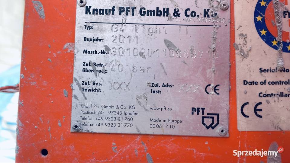 Agregat tynkarski KNAUF PFT G4 Light II light 2 Krasna
