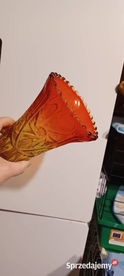 szklany wazon Rozety lata 70 te PRL 185 Wazony wielkopolskie Poznań