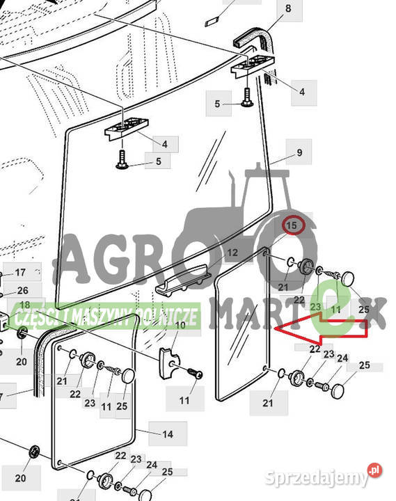 L213349 L151752 L171333 PANEL OKIENNY LH PRZÓD John Deere dolnośląskie Wichrów sprzedam