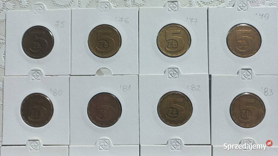 5 złoty PRL wszystkie roczniki mosiężne