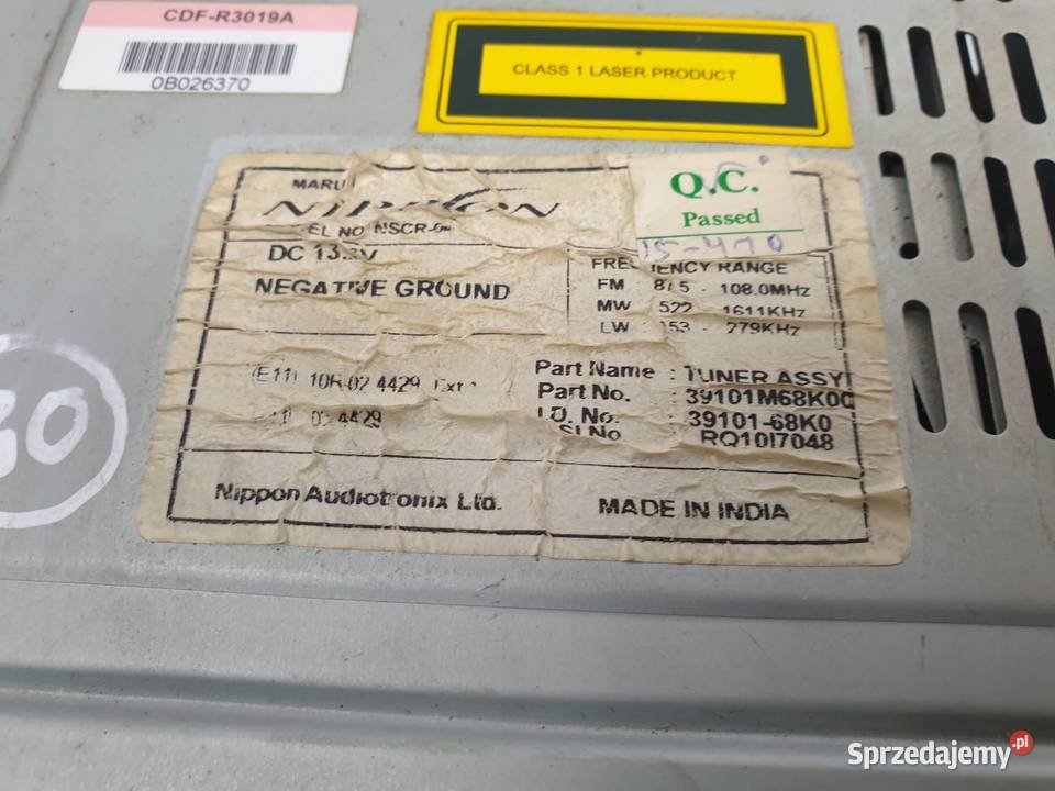 Suzuki Alto VI FABRYCZNE RADIO CD 3910168K0 osobowe Sprzęt audio fabryczny Rudka