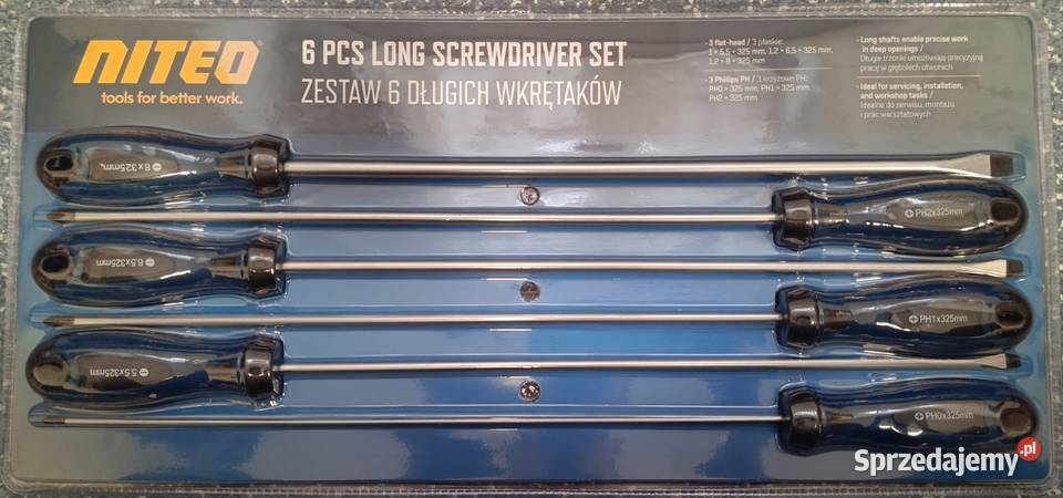 NITEO zestaw 6 długich wkrętaków 325 mm NOWE warmińsko-mazurskie Ełk
