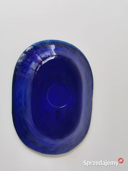 Stara niebieska mydelniczka szkło kobaltowe śląskie Katowice