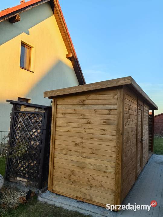 Domek narzędziowy drewniany z drewutnią 5x15m