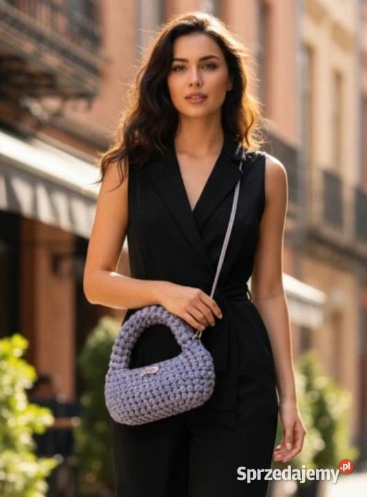 Torebka koszykowa crochet na łańcuszku 22cm łódzkie Piotrków Trybunalski