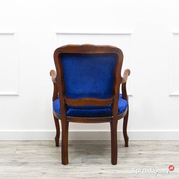 Drewniany FOTEL tapicerowany LUDWIK granat Fotele Kalisz