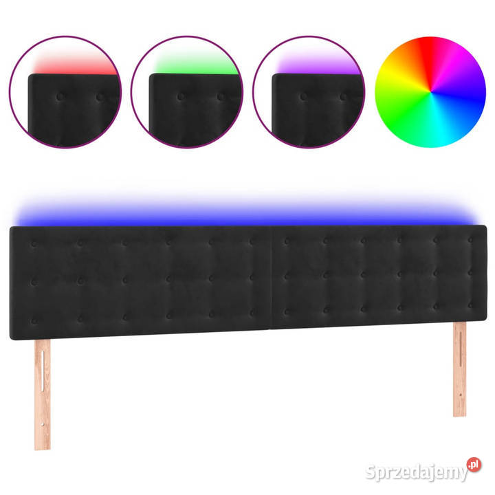 Zagłówek do łóżka z LED czarny 200x5x7888 mazowieckie Warszawa